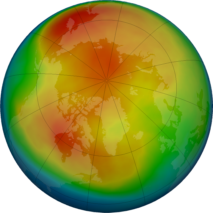 Arctic ozone map for February 2019